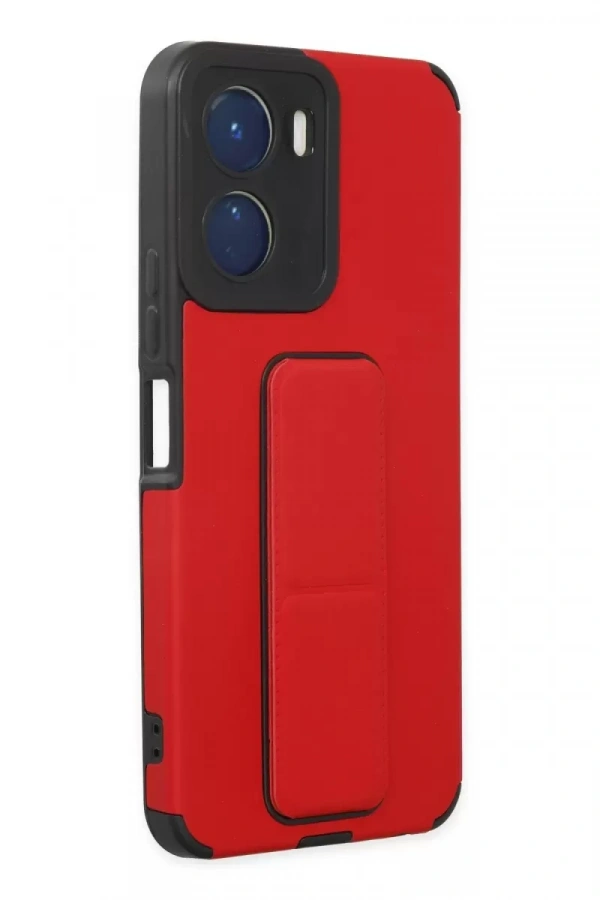 Vivo Y16 Kılıf Mega Standlı Silikon - Kırmızı