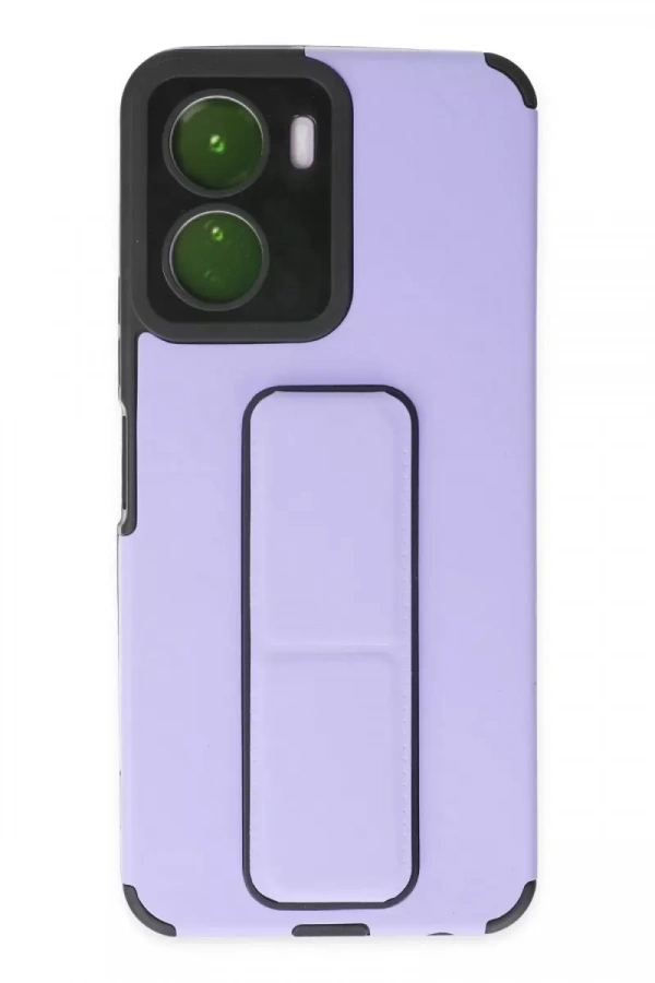 Vivo Y16 Kılıf Mega Standlı Silikon - Lila