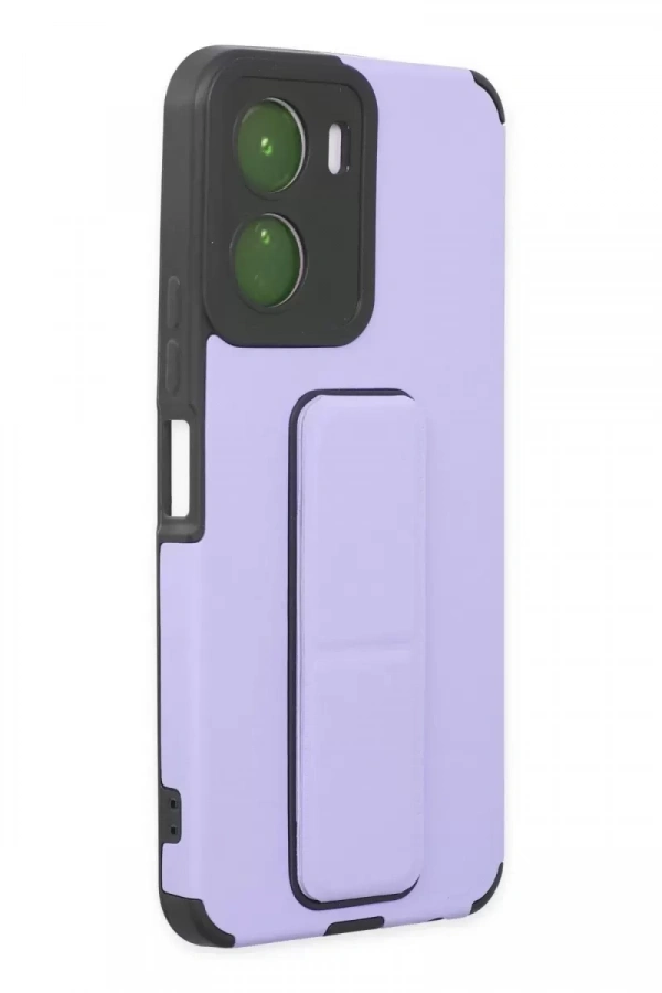 Vivo Y16 Kılıf Mega Standlı Silikon - Lila