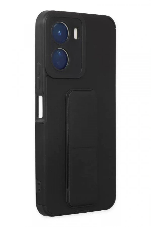 Vivo Y16 Kılıf Mega Standlı Silikon - Siyah