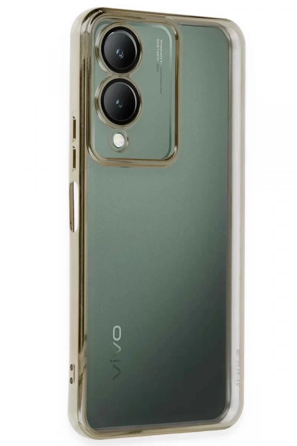 Vivo Y17S Kılıf Lensli Silikon - Gold