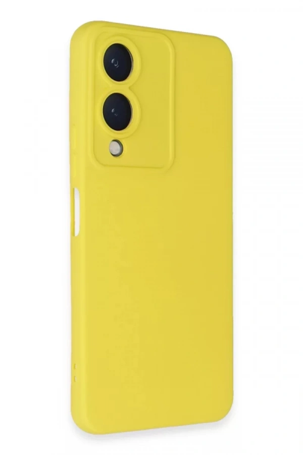 Vivo Y17S Kılıf Nano içi Kadife Silikon - Sarı