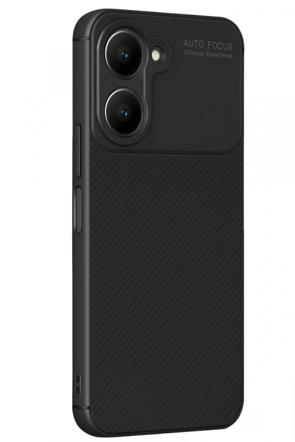 Vivo Y18 Kılıf Auto Focus Karbon Kapak - Siyah