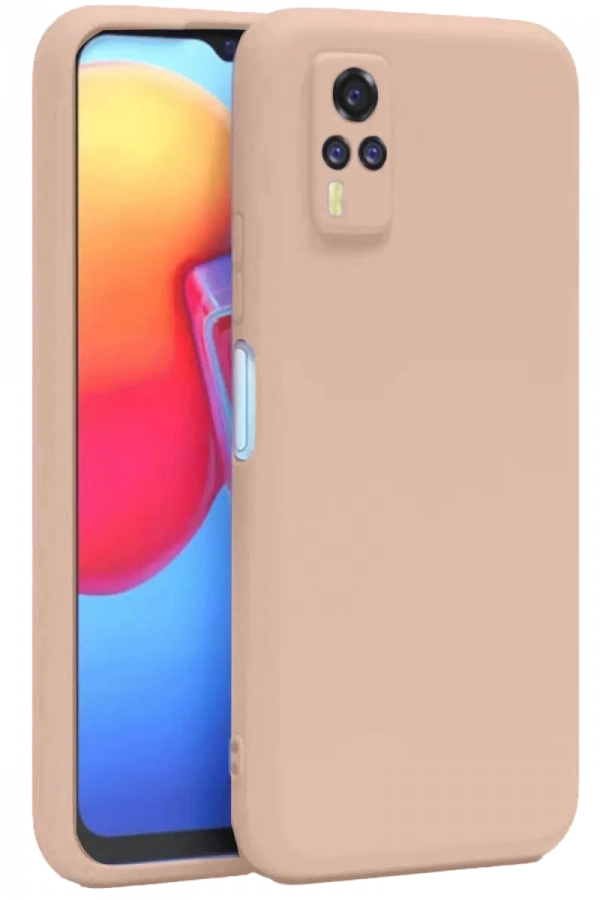 Vivo Y53S Kılıf Nano içi Kadife Silikon - Pudra