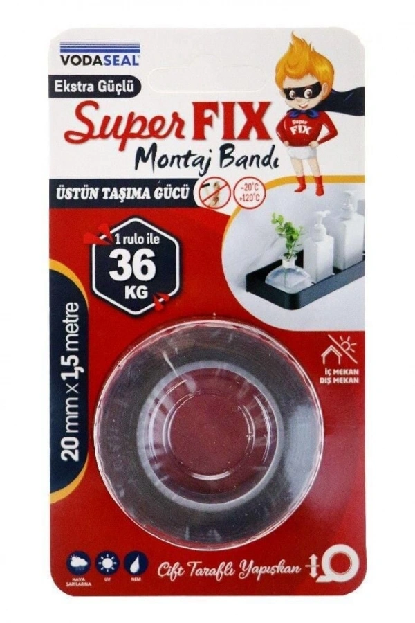 Vodaseal Superfix Çift Taraflı Montaj Bandı 20 mm x 1,5 Metre