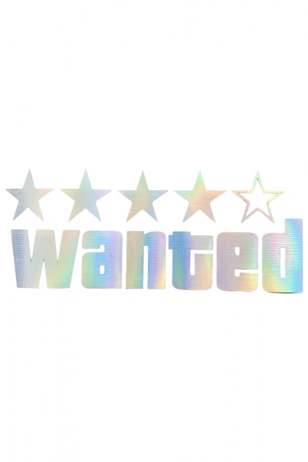 Wanted Yazılı Hologram Efektli Cam Stickeri 20x9cm