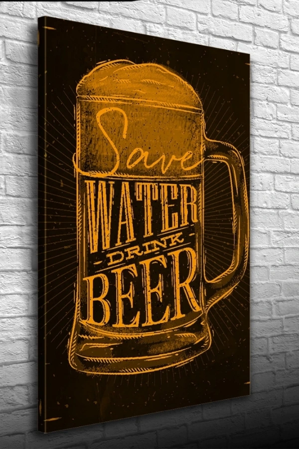 Water Drink Sarı Siyah Poster Kanvas Tablo 50 x 70