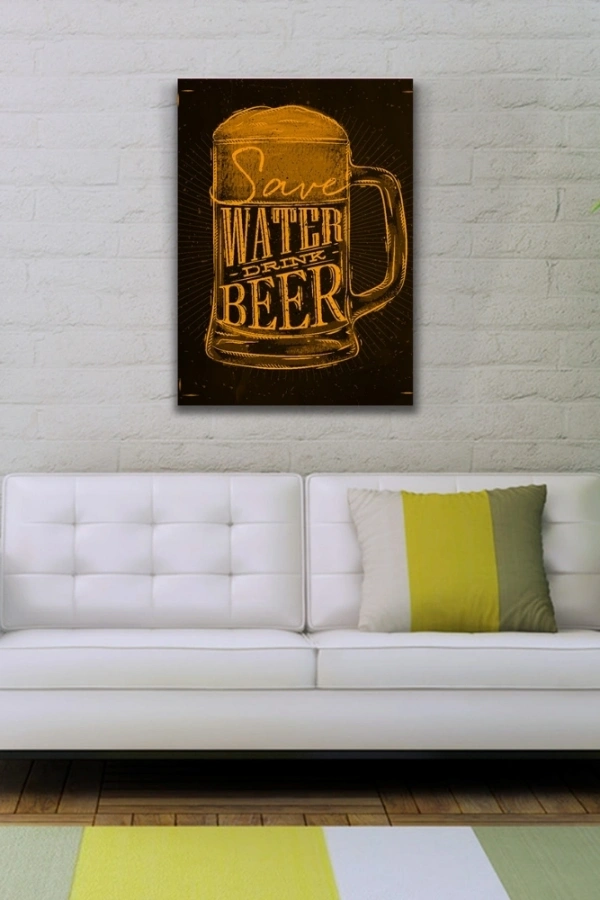 Water Drink Sarı Siyah Poster Kanvas Tablo 50 x 70