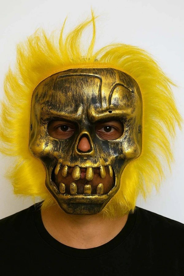 Wild Skull - Bakır Kafatası Sarı Saçlı İskelet Maske