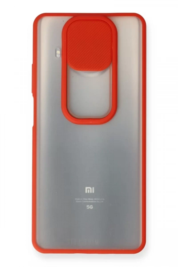 Xiaomi Mi 10T Lite Kılıf Palm Buzlu Kamera Sürgülü Silikon - Kırmızı