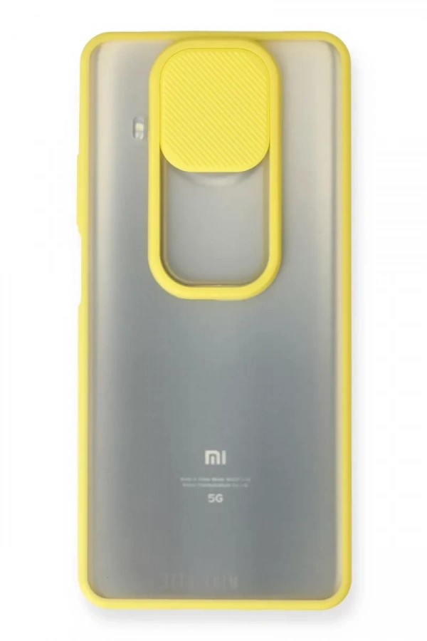 Xiaomi Mi 10T Lite Kılıf Palm Buzlu Kamera Sürgülü Silikon - Sarı