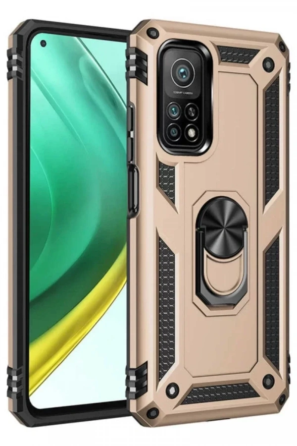 Xiaomi Mi 10T Pro Kılıf Sofya Yüzüklü Silikon Kapak - Gold