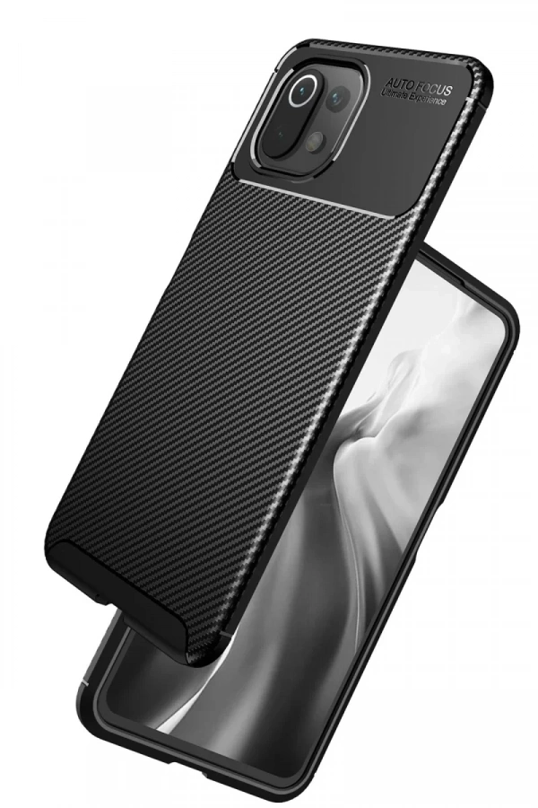 Xiaomi Mİ 11 Lite Kılıf Auto Focus Karbon Kapak - Siyah