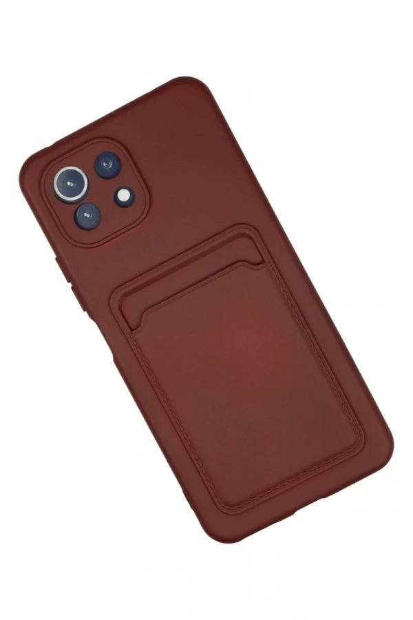 Xiaomi Mİ 11 Lite Kılıf Kelvin Kartvizitli Silikon - Bordo