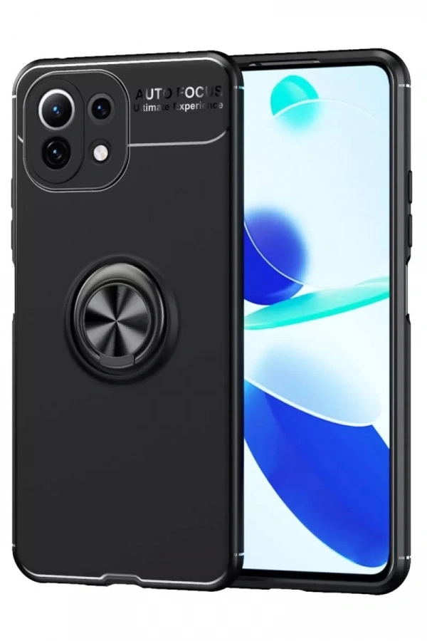 Xiaomi Mİ 11 Lite Kılıf Range Yüzüklü Silikon - Siyah