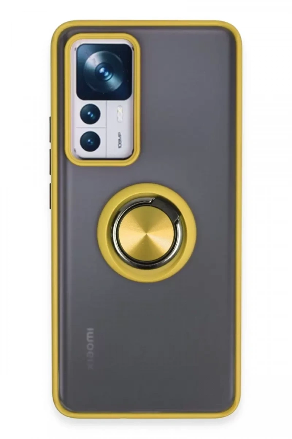 Xiaomi Mi 12T Pro Kılıf Montreal Yüzüklü Silikon Kapak - Sarı