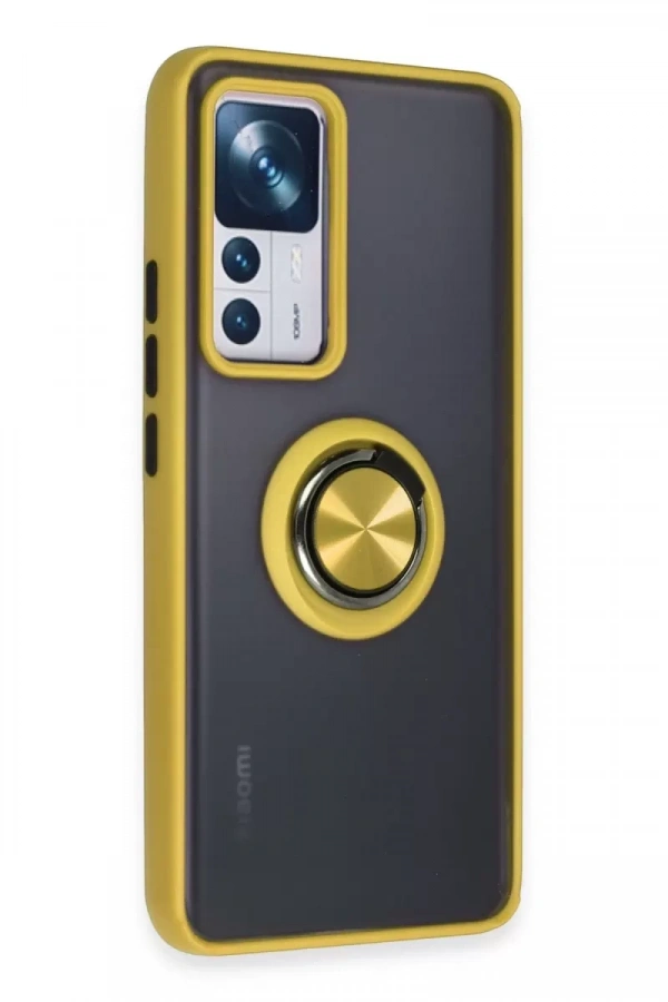 Xiaomi Mi 12T Pro Kılıf Montreal Yüzüklü Silikon Kapak - Sarı