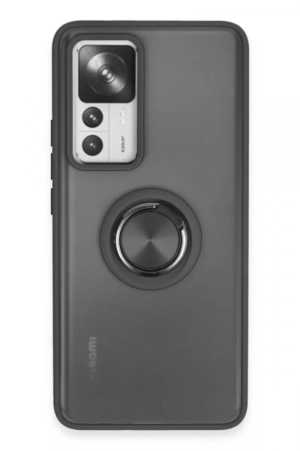 Xiaomi Mi 12T Pro Kılıf Montreal Yüzüklü Silikon Kapak - Siyah