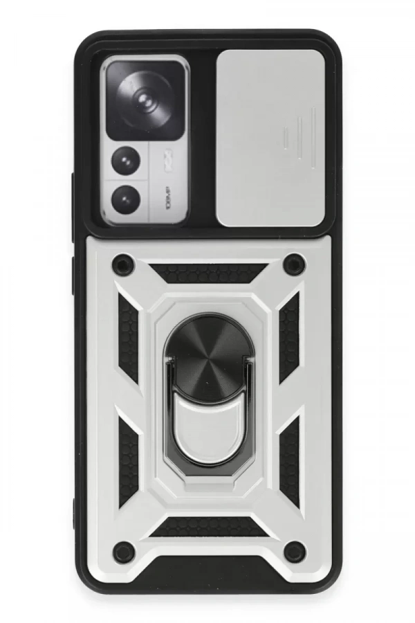 Xiaomi Mi 12T Pro Kılıf Pars Lens Yüzüklü Silikon - Gümüş