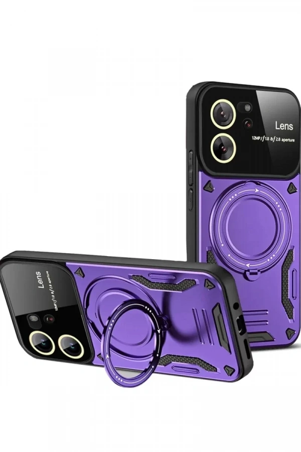 Xiaomi Mi 13T Pro Kılıf Joy Lens Standlı Kapak - Mor