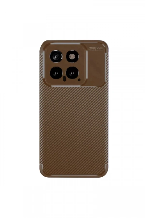 Xiaomi Mi 14T Kılıf Auto Focus Karbon Kapak - Kahverengi