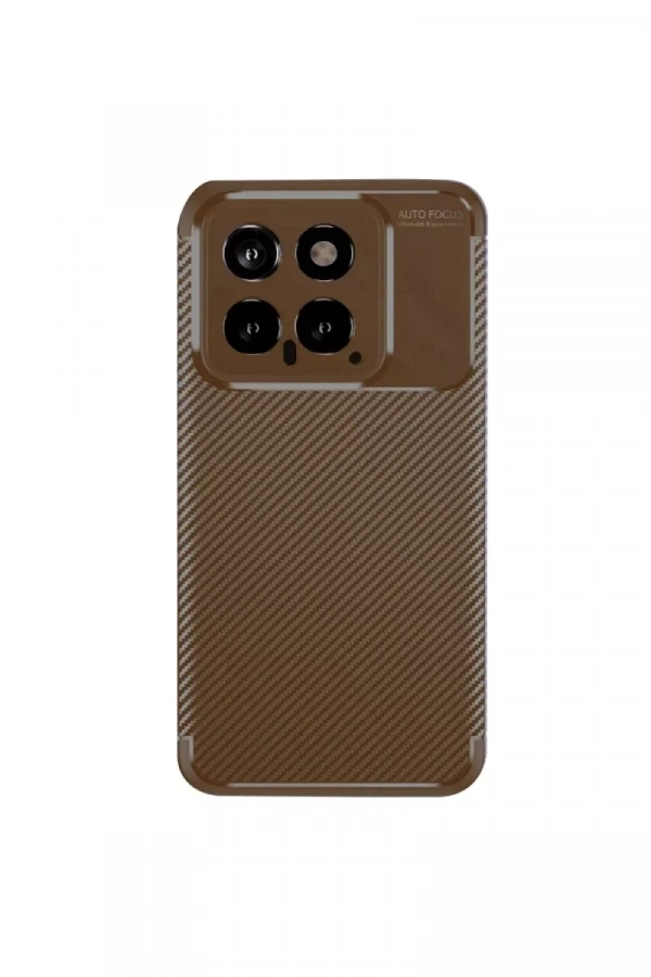 Xiaomi Mi 14T Kılıf Auto Focus Karbon Kapak - Kahverengi