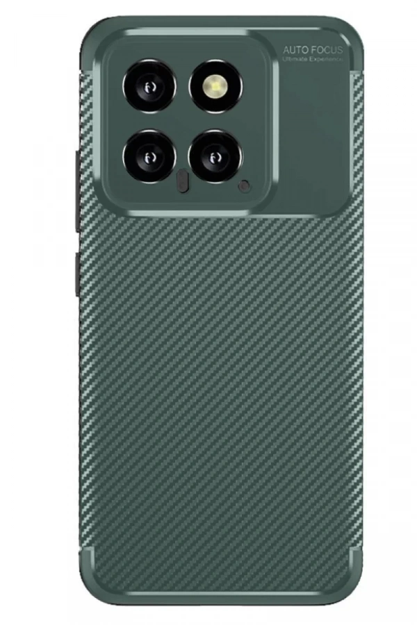 Xiaomi Mi 14T Kılıf Auto Focus Karbon Kapak - Koyu Yeşil
