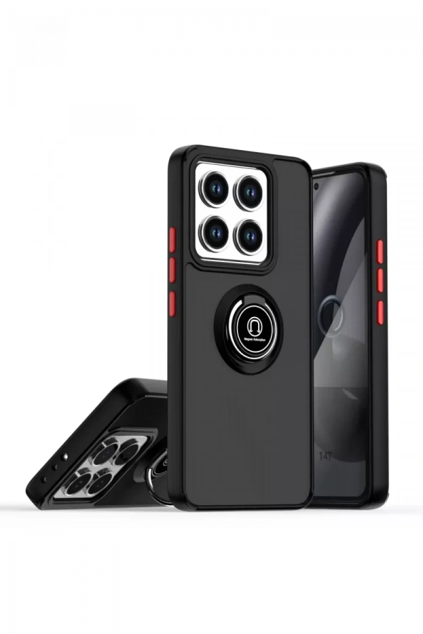 Xiaomi Mi 14T Montreal Yüzüklü Silikon Kapak - Siyah