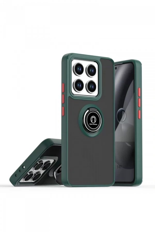 Xiaomi Mi 14T Montreal Yüzüklü Silikon Kapak - Yeşil