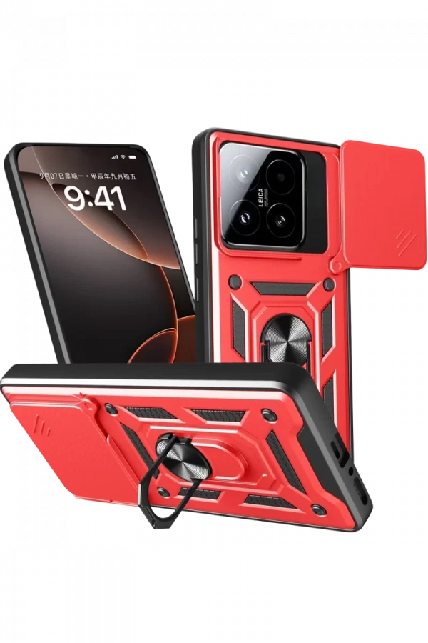 Xiaomi Mi 15T Pars Lens Yüzüklü Silikon - Kırmızı
