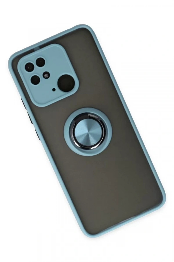Xiaomi Poco C40 Kılıf Montreal Yüzüklü Silikon Kapak - Buz Mavi