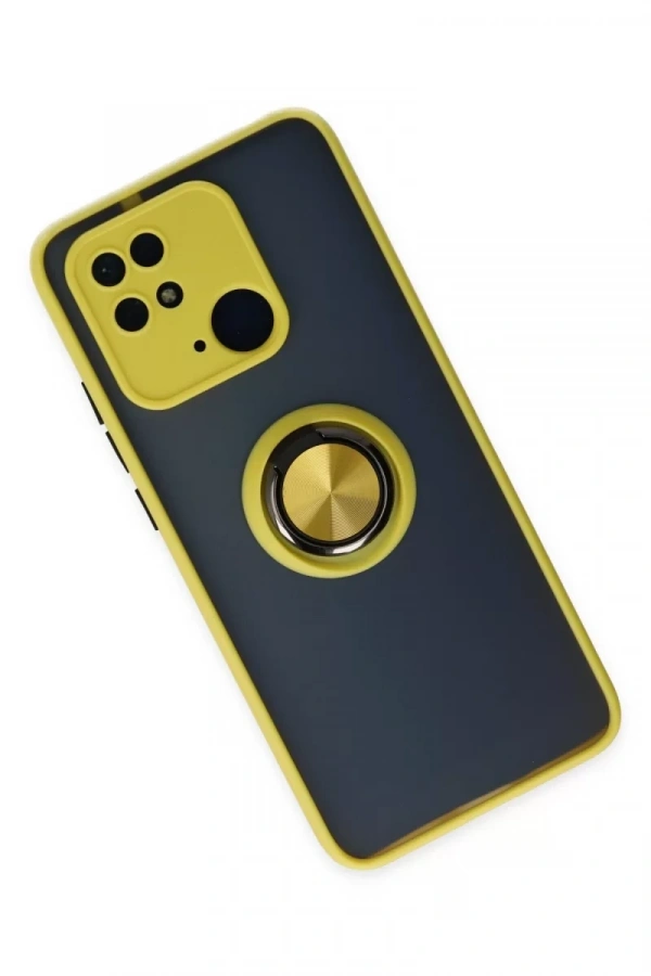 Xiaomi Poco C40 Kılıf Montreal Yüzüklü Silikon Kapak - Sarı