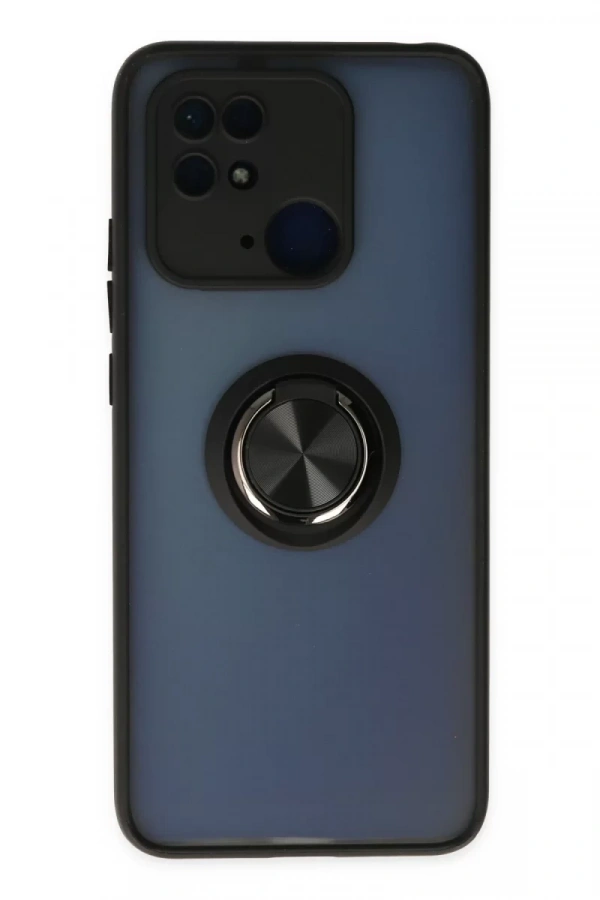 Xiaomi Poco C40 Kılıf Montreal Yüzüklü Silikon Kapak - Siyah