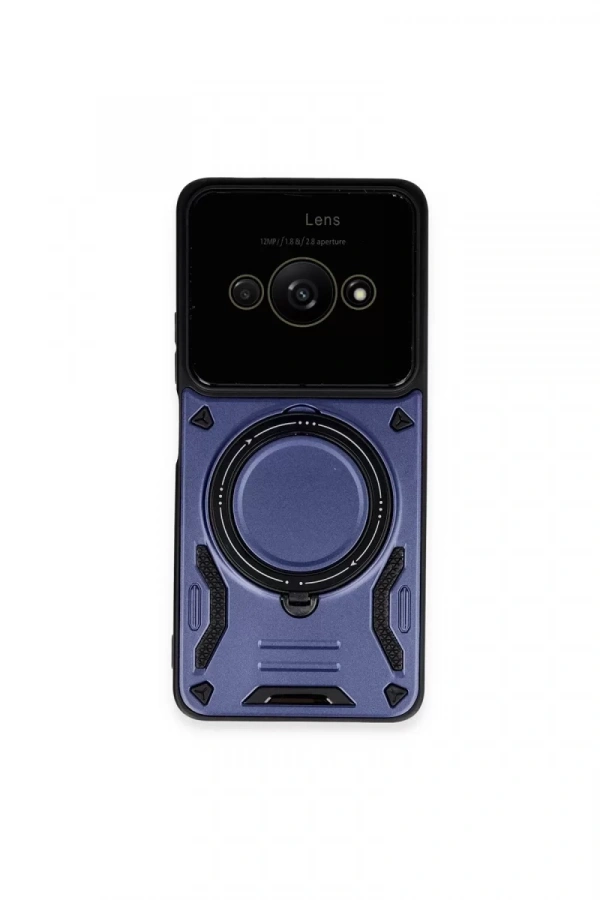 Xiaomi Poco C61 Kılıf Joy Lens Standlı Kapak - Lacivert