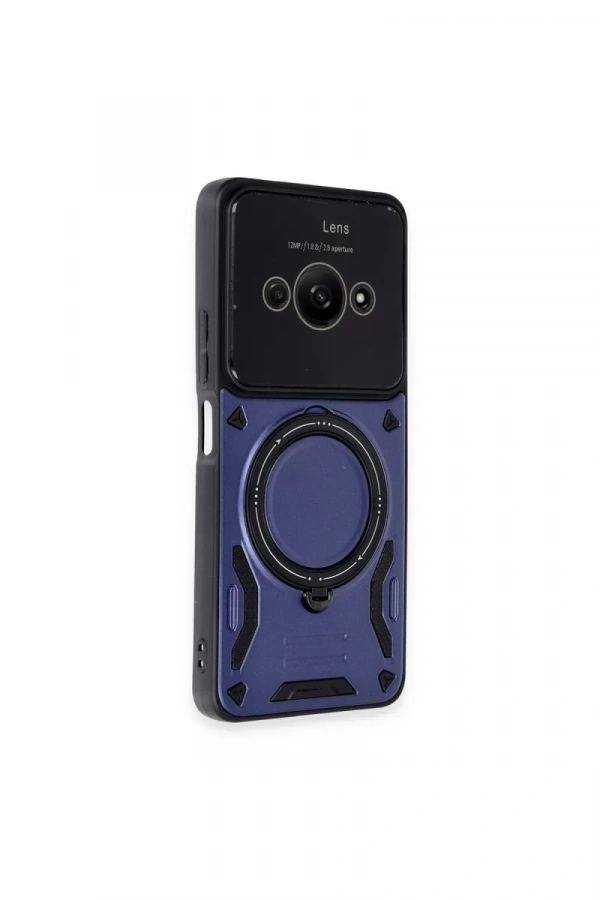 Xiaomi Poco C61 Kılıf Joy Lens Standlı Kapak - Lacivert