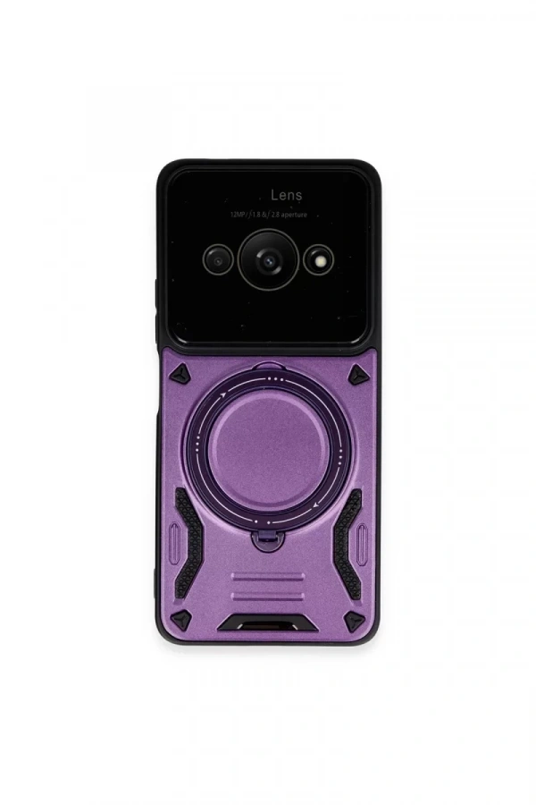 Xiaomi Poco C61 Kılıf Joy Lens Standlı Kapak - Mor