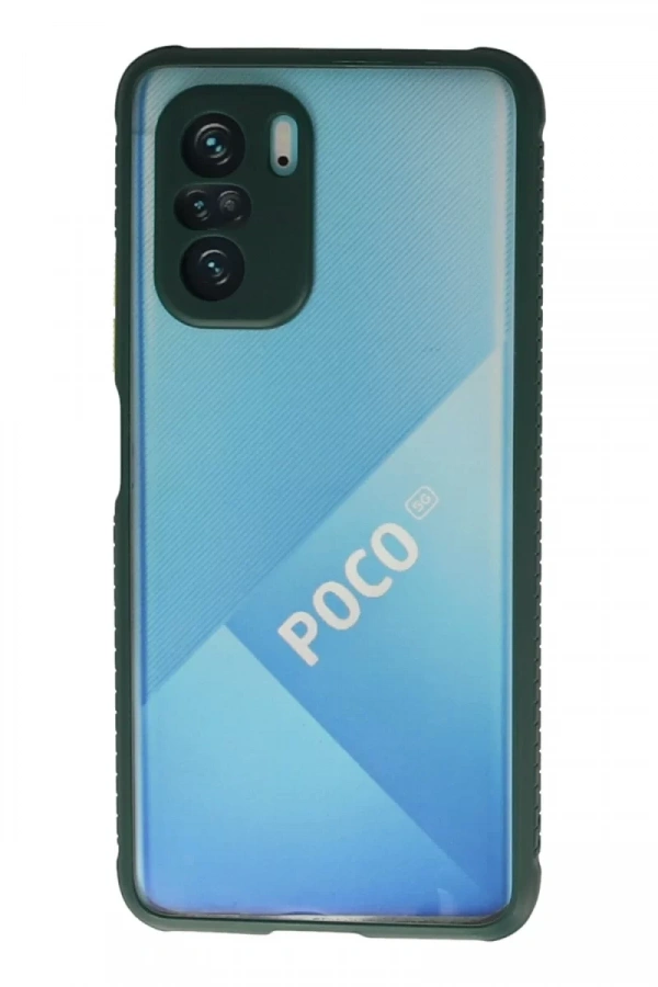 Xiaomi Poco F3 Kılıf Miami Şeffaf Silikon - Koyu Yeşil