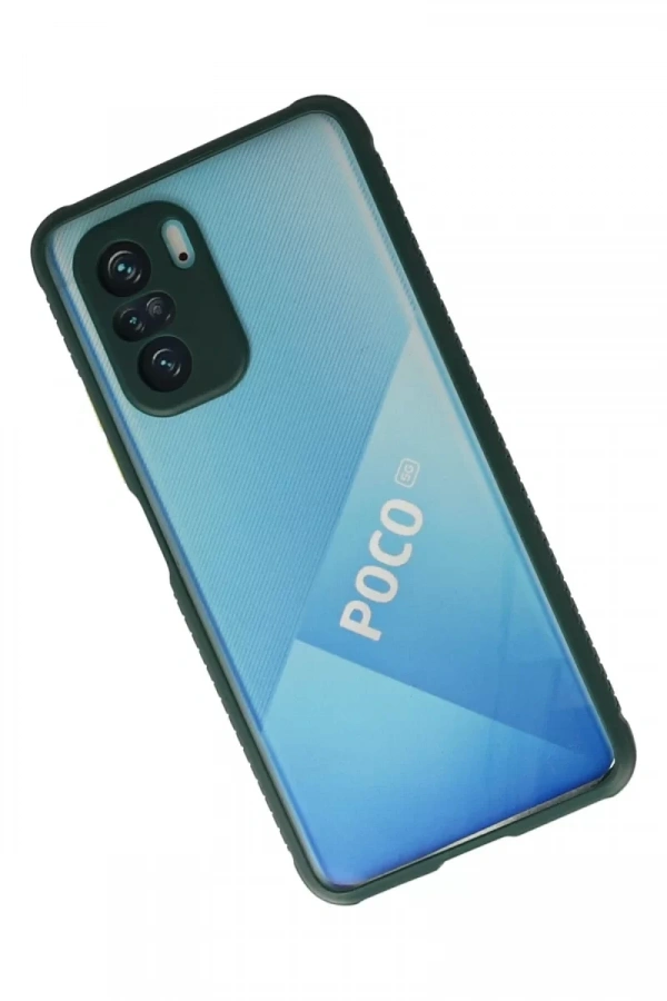 Xiaomi Poco F3 Kılıf Miami Şeffaf Silikon - Koyu Yeşil