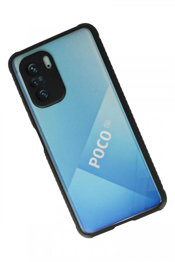 Xiaomi Poco F3 Kılıf Miami Şeffaf Silikon - Siyah