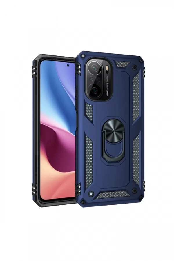 Xiaomi Poco F3 Kılıf Sofya Yüzüklü Silikon Kapak - Lacivert