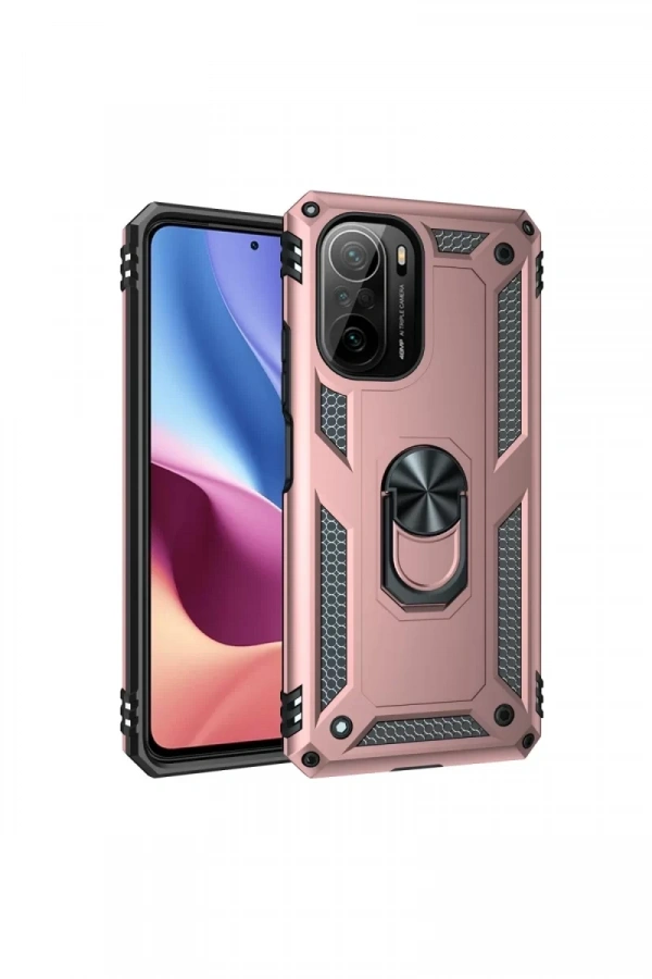 Xiaomi Poco F3 Kılıf Sofya Yüzüklü Silikon Kapak - Rose