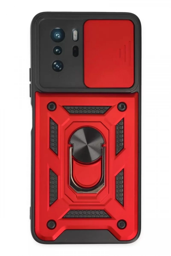 Xiaomi Poco X3 GT Kılıf Pars Lens Yüzüklü Silikon - Kırmızı