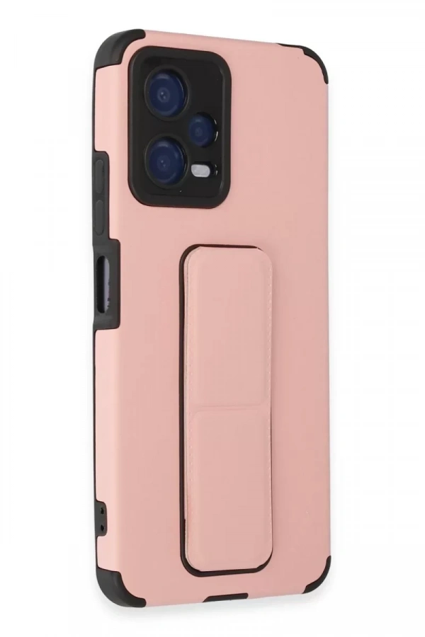 Xiaomi Poco X5 5G Kılıf Mega Standlı Silikon - Pudra