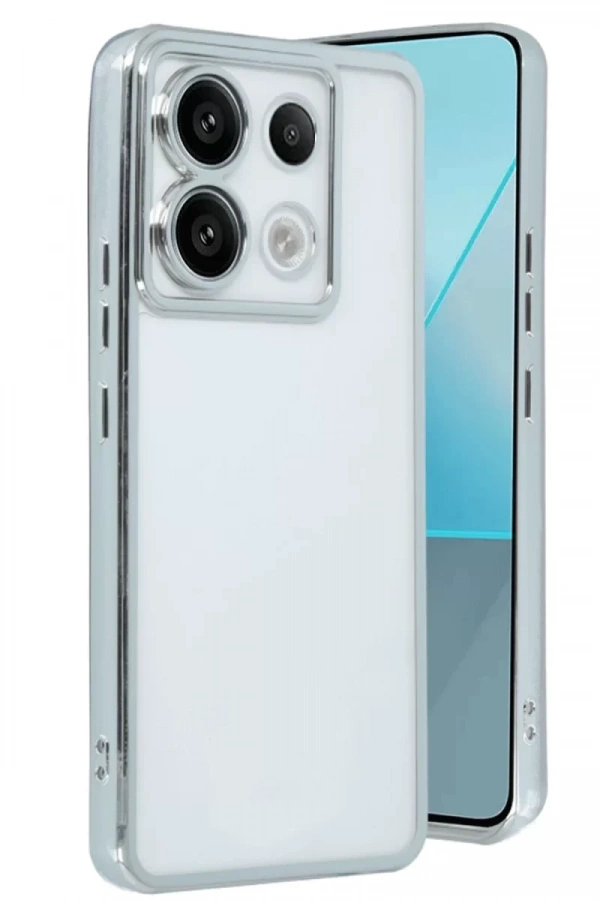 Xiaomi Poco X6 Kılıf Lensli Silikon - Gümüş