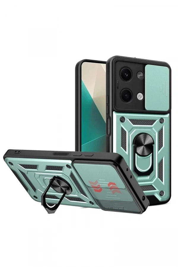 Xiaomi Poco X6 Kılıf Pars Lens Yüzüklü Silikon - Yeşil