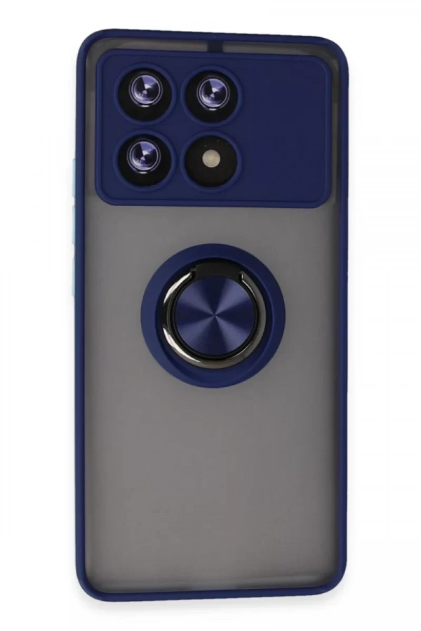 Xiaomi Poco X6 Pro Kılıf Montreal Yüzüklü Silikon Kapak - Lacivert