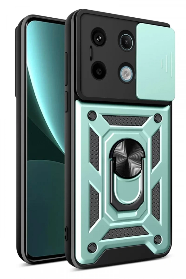 Xiaomi Poco X6 Pro Kılıf Pars Lens Yüzüklü Silikon - Yeşil