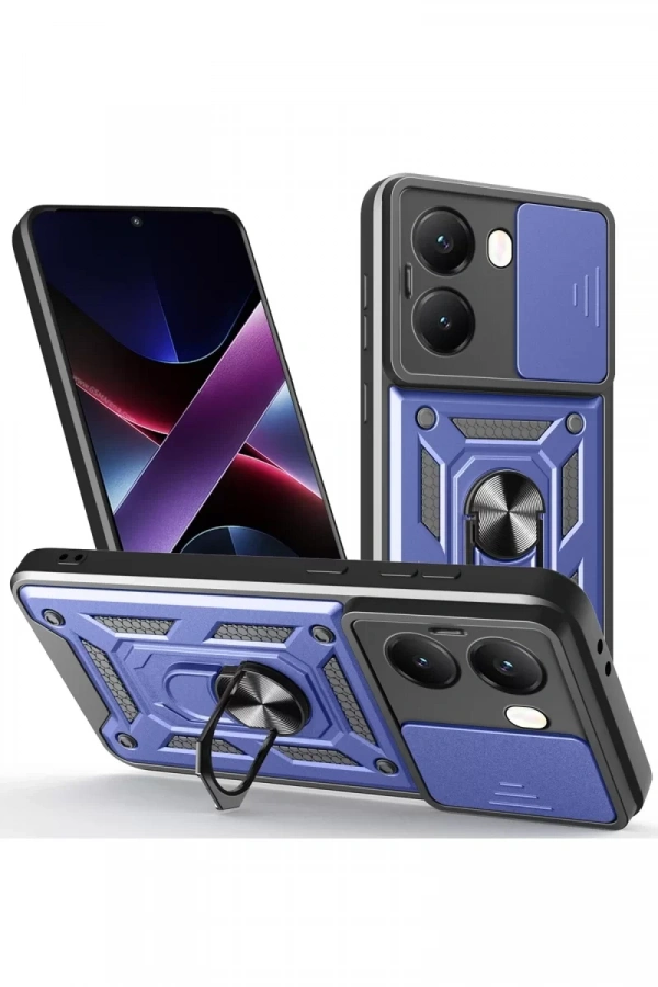Xiaomi Poco X7 Pro Kılıf Pars Lens Yüzüklü Silikon - Lacivert