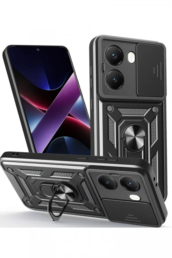 Xiaomi Poco X7 Pro Kılıf Pars Lens Yüzüklü Silikon - Siyah