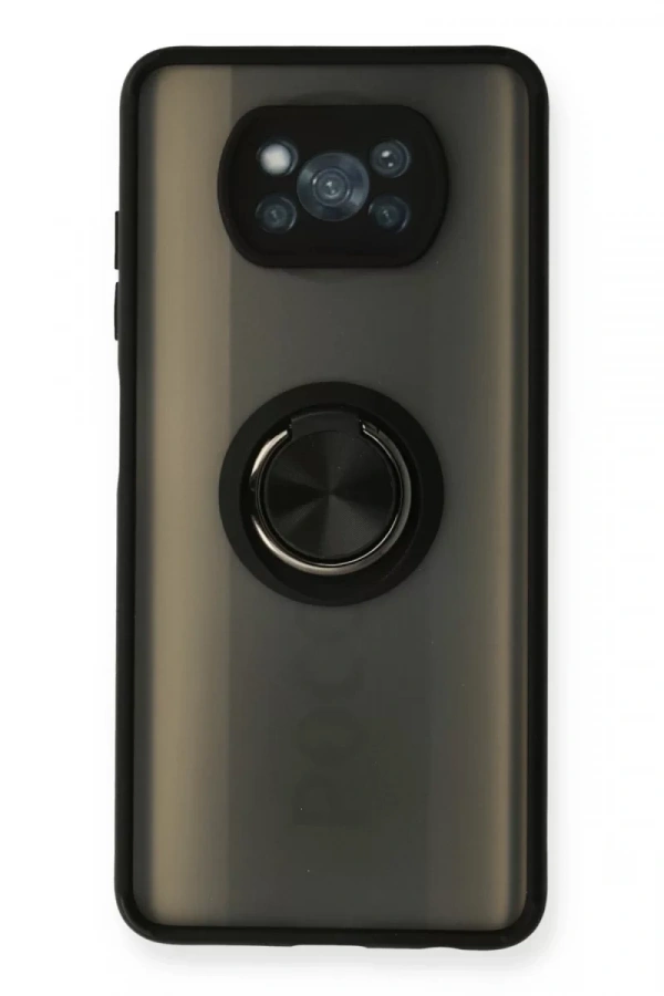 Xiaomi Pocophone X3 Kılıf Montreal Yüzüklü Silikon Kapak - Siyah